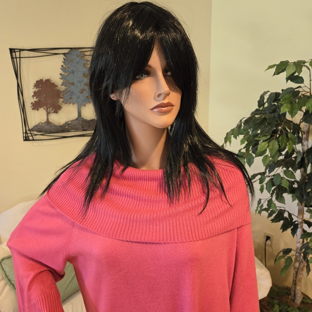 Beautiful, Silky, Coral Cowl Neck Sweater, 3/4 Length Sleeves, Size XL
